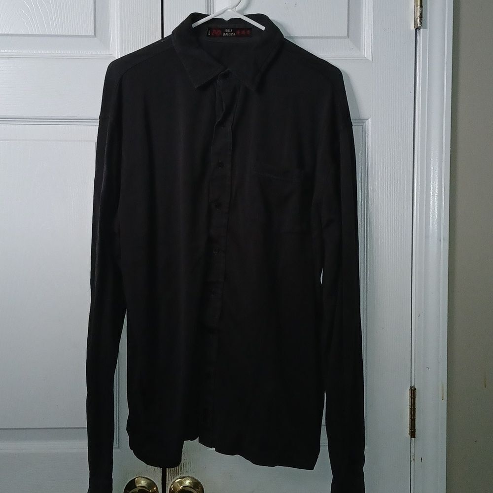 Billy Jealousy  casual black button down mercerized cotton shirt  Sz L EUC